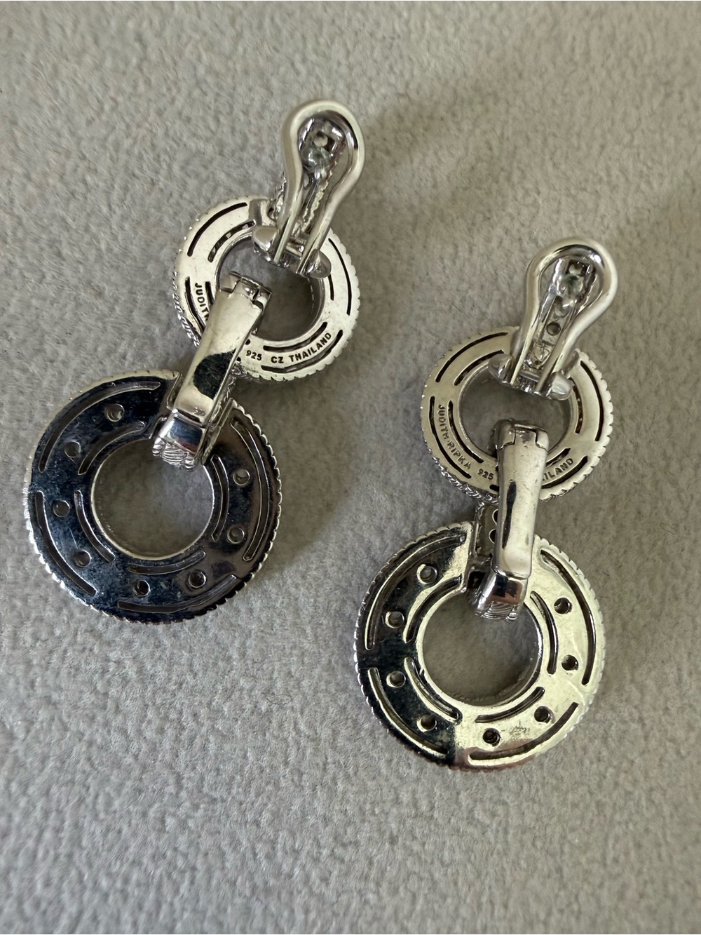 Judith Ripka Silver Braided convertible Double Hoop Drop Earrings/Pendant - Picture 2 of 5